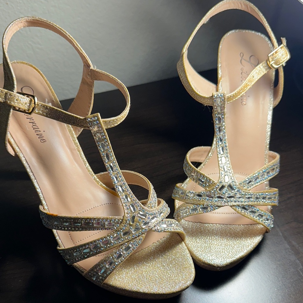 Lorraine Gold and Silver Strappy Heels